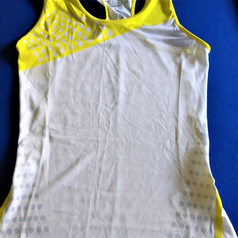 NEW Nike Women's tank running Razor Yellow White S